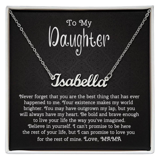 To My Daughter Custom Name Necklace from Mom / Christmas Message Card Name Necklace