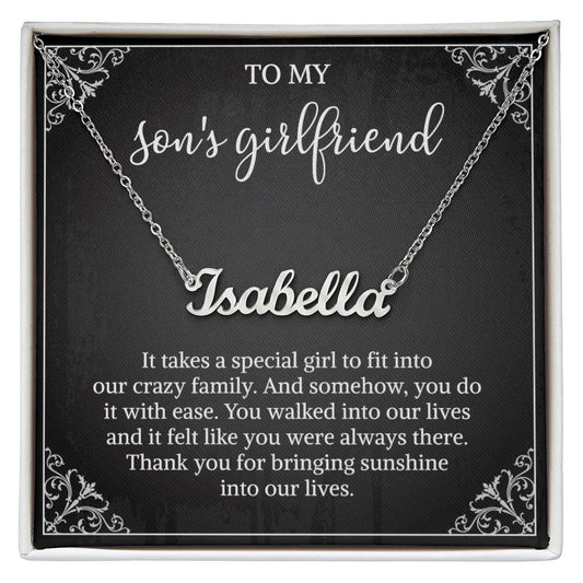 Sons Girlfriend Necklace from Mom, To my Son's Girlfriend Gifts, Sterling Silver Two Interlocking Infinity Double Heart Necklace, Valentine's Day Jewelry Birthday Gift