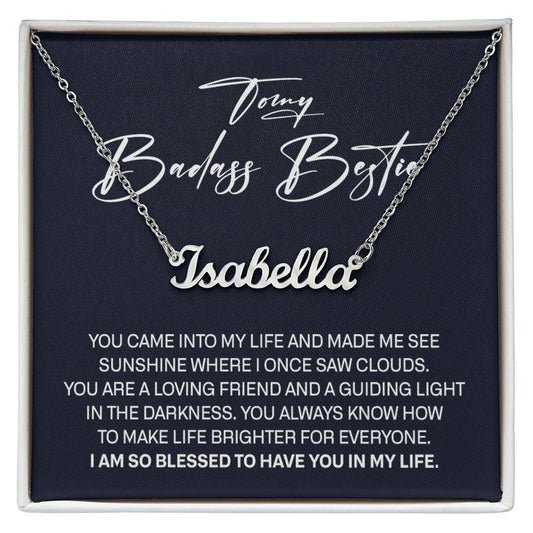 To My Badass Bestie Personalized Necklace Gift Set, Best Friend Birthday Gifts for Women with Message Card, Gifts for Girlfriend, Long Distance Friendship Gifts, Friendship Jewelry