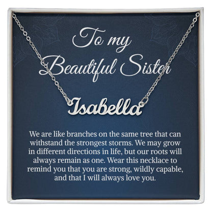 For My Beautiful Sister Necklace Gift | To My Sister Gifts | Personalized Name Necklace