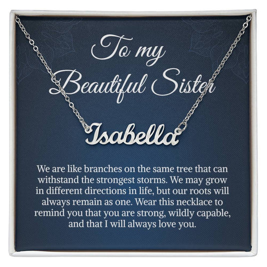 For My Beautiful Sister Necklace Gift | To My Sister Gifts | Personalized Name Necklace