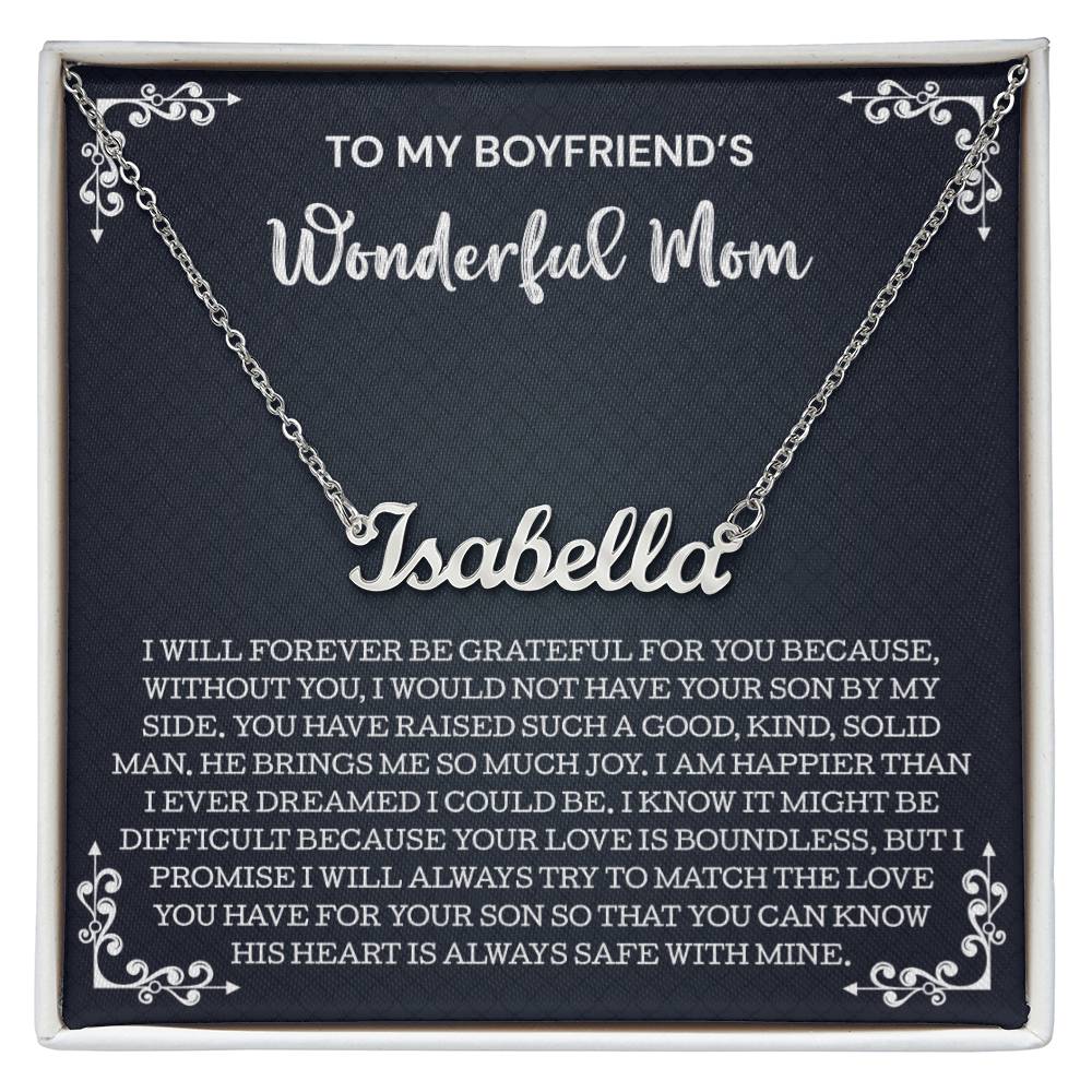 To My Boyfriend's Mom Gift, Personalized Name Necklace, Gifts for Boyfriends Mom Necklace, To My Boyfriends Mom Gifts On Birthday Christmas