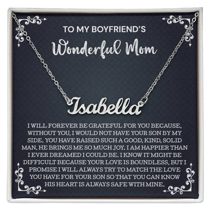 To My Boyfriend's Mom Gift, Personalized Name Necklace, Gifts for Boyfriends Mom Necklace, To My Boyfriends Mom Gifts On Birthday Christmas