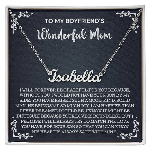 To My Boyfriend's Mom Gift, Personalized Name Necklace, Gifts for Boyfriends Mom Necklace, To My Boyfriends Mom Gifts On Birthday Christmas