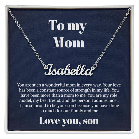 To My Mom Necklace From Son Personalized Name Necklace For Mom, To My Boyfriend Mom, My Girlfriend Mom On Mother's Day, Birthday With Message Card Box