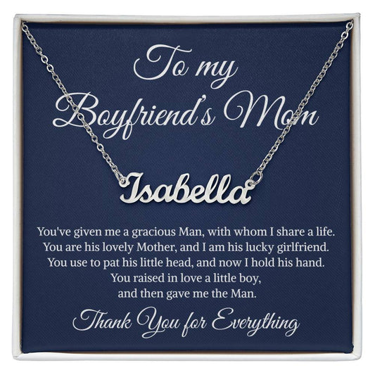 Gift to My Boyfriend's Mom Necklace, Personalized Name Necklace , Boyfriends Mom Necklace