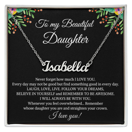To My Beautiful Daughter Necklace, Mother's Day Graduation Birthday Christmas Jewelry Gifts from Mom Dad with Heartfelt Message Card & Elegant Box