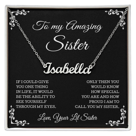 To My Amazing Sister Necklace, Sister Gifts, Personalized Name Necklace, Gift Card And Gift Box Packaging,