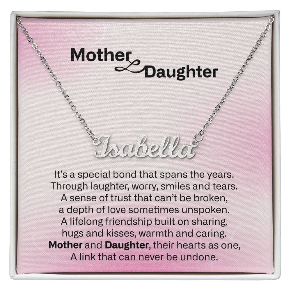 Gift for Mom Daughter Personalized Name Necklace with Heart Mother Daughter Necklace Birthday Mother's Day Gift for Mum Daughter with Love Card