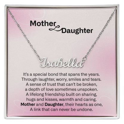 Gift for Mom Daughter Personalized Name Necklace with Heart Mother Daughter Necklace Birthday Mother's Day Gift for Mum Daughter with Love Card