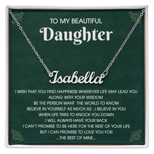 To My Beautiful Daughter Personalized Name Necklace