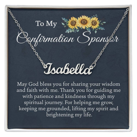 To My Confirmation Sponsor Necklace Jewelry Gift, Personalized Name Necklace