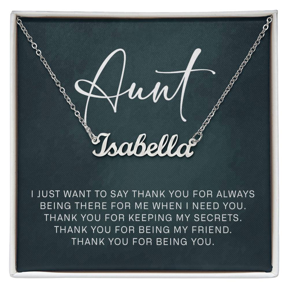 Jewelry Gifts for Aunt from Niece Nephew, Personalized Name Necklace on Sentimental Quote Card