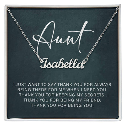 Jewelry Gifts for Aunt from Niece Nephew, Personalized Name Necklace on Sentimental Quote Card