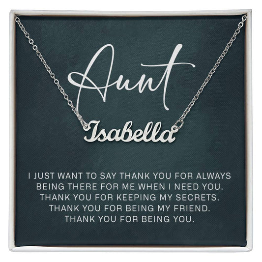 Jewelry Gifts for Aunt from Niece Nephew, Personalized Name Necklace on Sentimental Quote Card