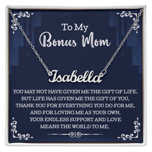 To My Bonus Mom Name Necklace, Custom Name Necklace Gift For Mother In Law other, Mothers Day Gift, Birthday Gift From Son In Law, Wedding Anniversary Gift