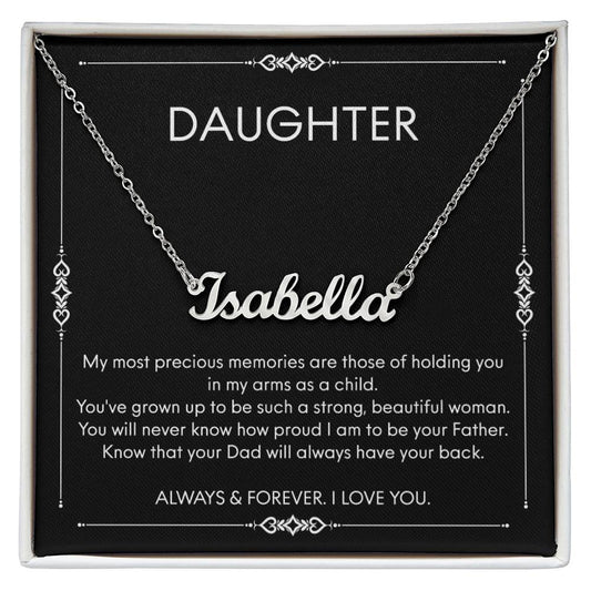 To My Daughter Necklace Gifts for Daughter From Dad, Birthday Gift To Daughter Gift for Girls From Father, Necklaces Personalized Name Necklace