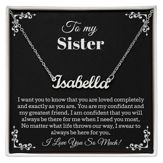 Sister Personalized Name Necklace, Sister Gifts from Sister, To My Sister Necklace From Sister, Jewelry Gifts For Sister with Message Card