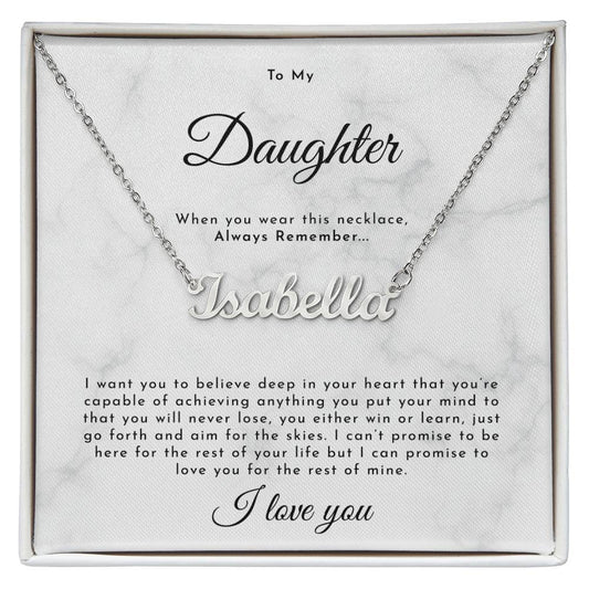 To My Daughter Necklace, Personalized Daughter Necklace Gift, Custom Name Daughter Necklace Ideas Gift, Gift Box Message Card To Daughter