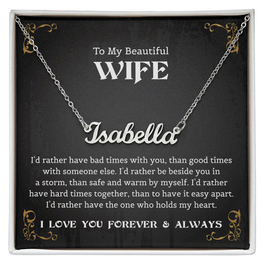 o My Beautiful Wife Personalized Name  Necklace, Meeting you was fate Husband Necklace, Christmas Gifts For Women, Anniversary Gift For Wife, Jewelry Message Card