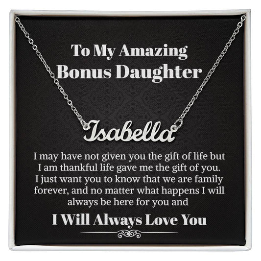 Bonus Daughter Necklace Birthday Graduation Christmas Gift with Message Card and LED Jewelry Box Gift Pendant for Step Daughter Goddaughter