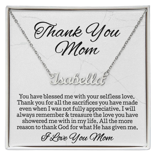 A Heartfelt Thank You Necklace •Sentimental Mom Gift• Perfect Gift for Any Occasion • Mom Necklace from Daughter • Show Your Love with This Necklace