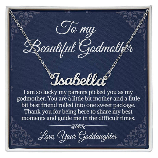 Godmother, Sentimental Gifts Love Sweet Personalized Name  Necklace, Message Card Box