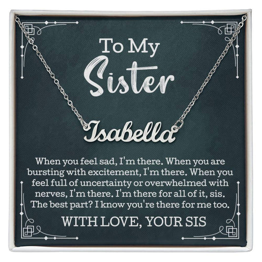 To My Sister Personalized Name Necklace With Blessing Card Sister Birthday For Sister