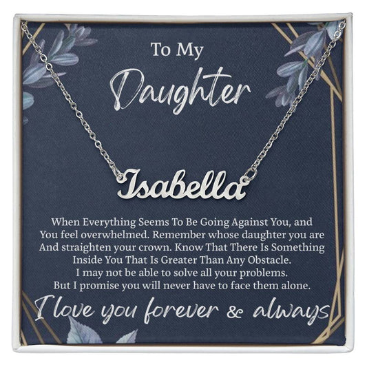 My Daughter Personalized Name Necklace, Personalized Gift for Daughter, Daughter Birthday Gift Message Card Jewelry, Personalized Jewelry
