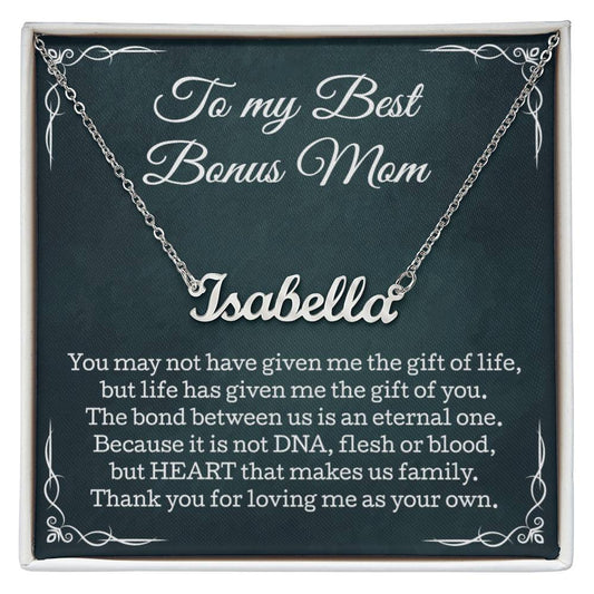 To My Best  Bonus Mom Personalized Necklace, Gift for Best Bonus Mom, Christmas, Birthday, Thank You Step Mom Gifts, Best Bonus Mom Jewelry, From Step Daughter
