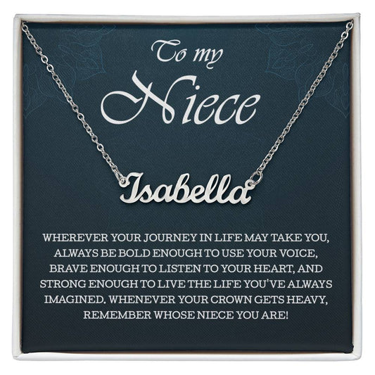 To My Niece Personalized Name Necklace, Perfect Birthday or Graduation Gift with Blessing Card and Gift Box Packaging