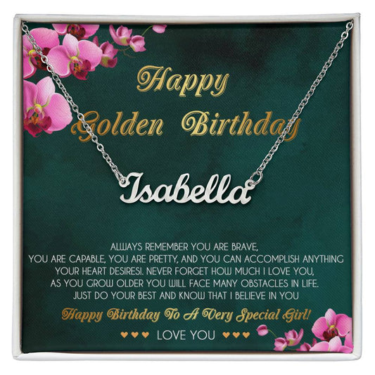 Personalized Name Necklace, Golden Birthday Gift Necklace, Happy Golden Birthday, Golden Birthday Jewelry, Gift for Golden Birthday, Golden Birthday Her