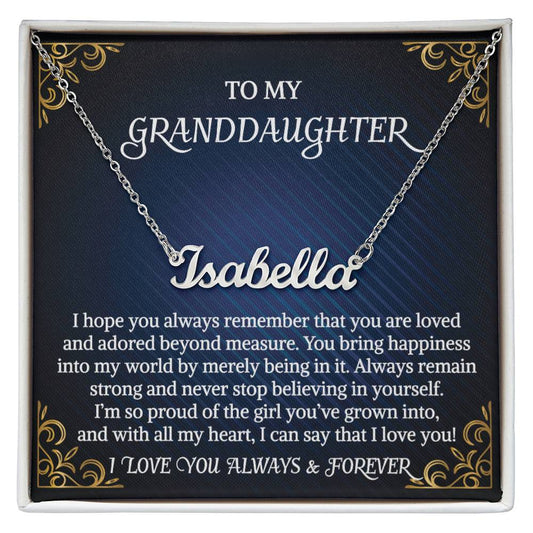Granddaughter Necklace Gifts From Grandma Grandmother or Grandpa Grandfather To My Granddaughter Graduation Birthday Personalized Name Necklace with Message Card and Gift Box