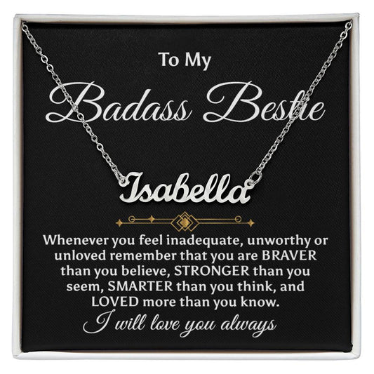 To My Badass Bestie, Personalized Name Necklace, Friendship Necklace, Best Friend Gift, Luxe Crown Necklace Gift Set, Bestfriend Necklace, Badass Besties Gifts