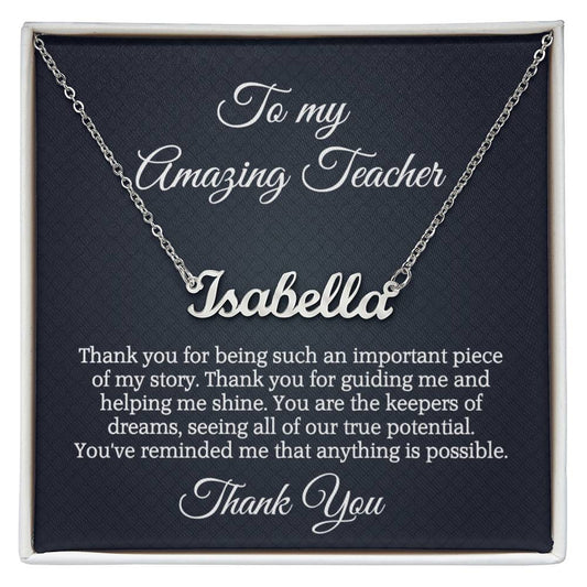 Best Teacher Ever Appreciation Message Card Necklace Gift, Thoughtful Present Idea for Teacher, Educator Pendant Gift for Teacher's Day, Message Card Jewelry