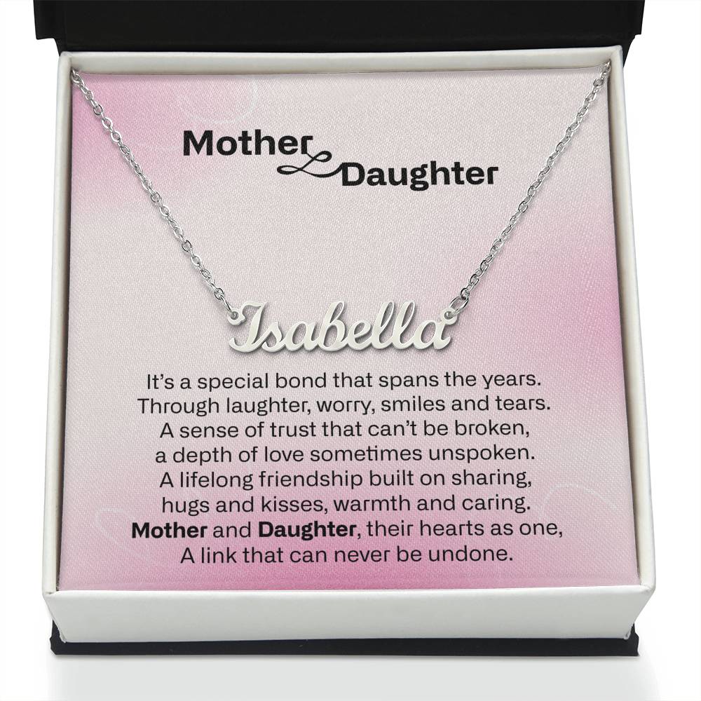 Gift for Mom Daughter Personalized Name Necklace with Heart Mother Daughter Necklace Birthday Mother's Day Gift for Mum Daughter with Love Card