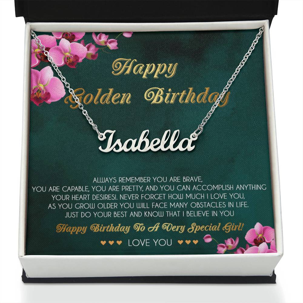 Personalized Name Necklace, Golden Birthday Gift Necklace, Happy Golden Birthday, Golden Birthday Jewelry, Gift for Golden Birthday, Golden Birthday Her