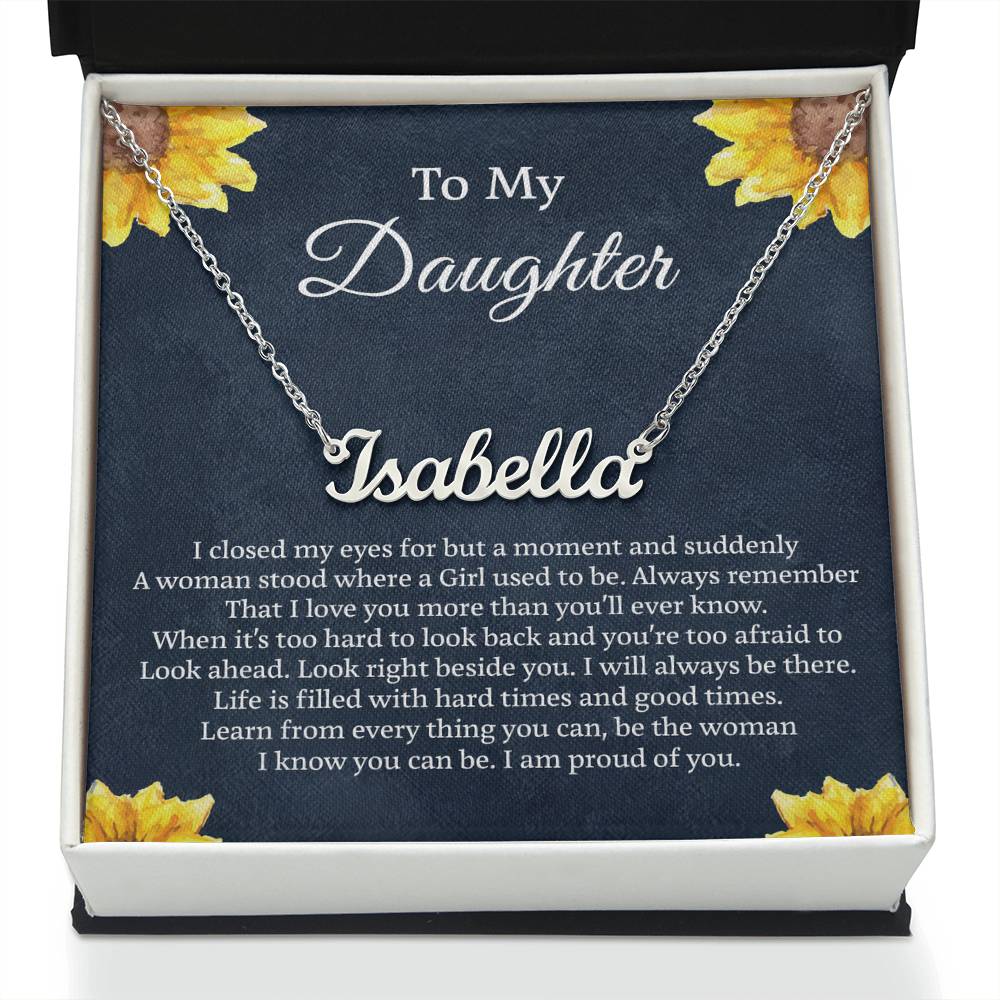 To My Daughter Flower Name Necklace, Personalized Gift for Daughter, Daughter Birthday Gift Message Card Jewelry, Handmade Necklace - Personalized Gift, with Box On Birthday Anniversary Christmas