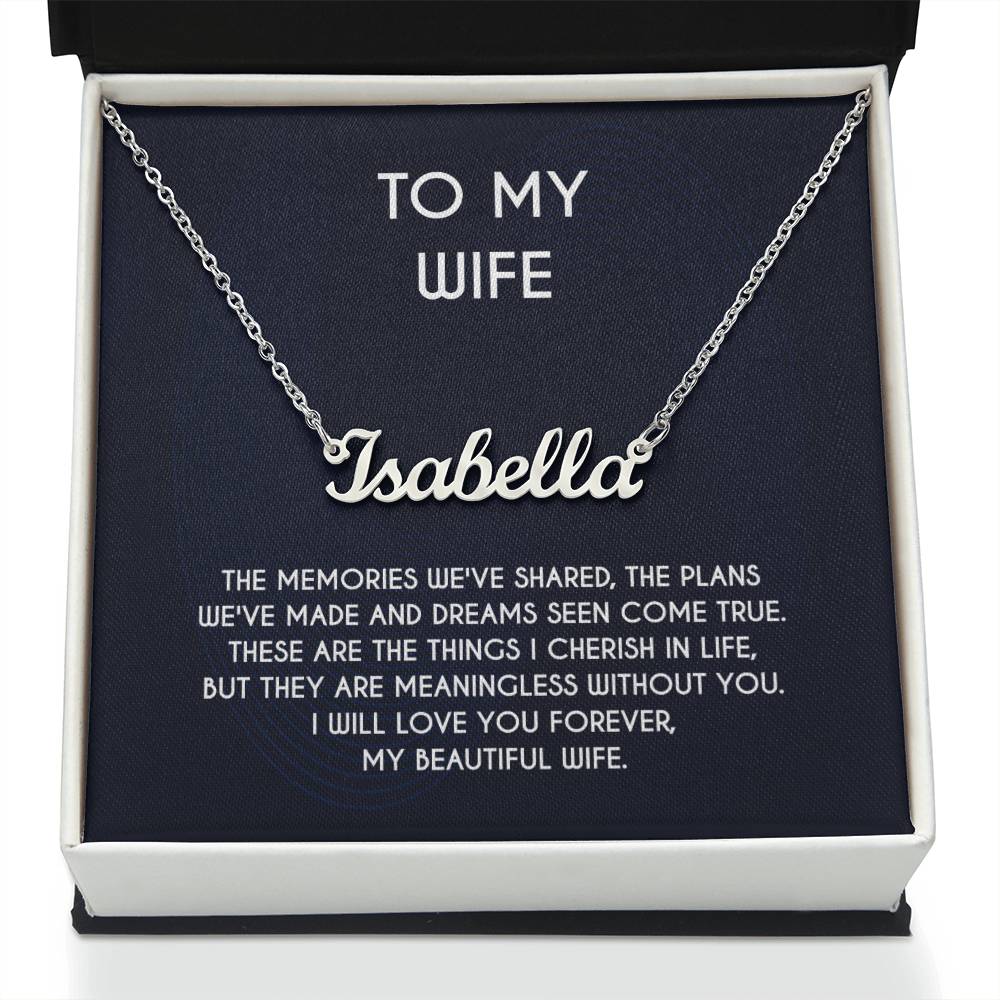 To My Beautiful Wife Necklace, Necklace From Husband Personalized Name Jewelry, Message Card and Box Necklaces for Women, Wife's Necklace for Anniversary