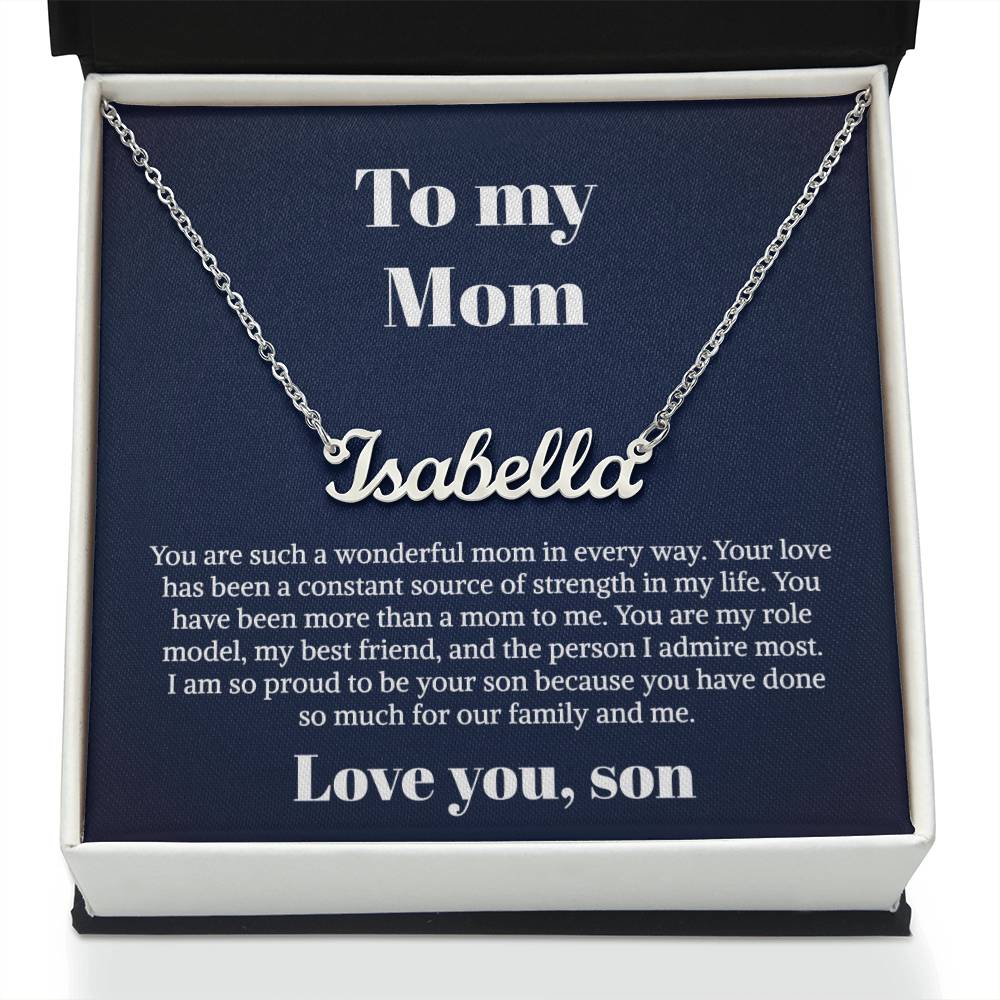 To My Mom Necklace From Son Personalized Name Necklace For Mom, To My Boyfriend Mom, My Girlfriend Mom On Mother's Day, Birthday With Message Card Box