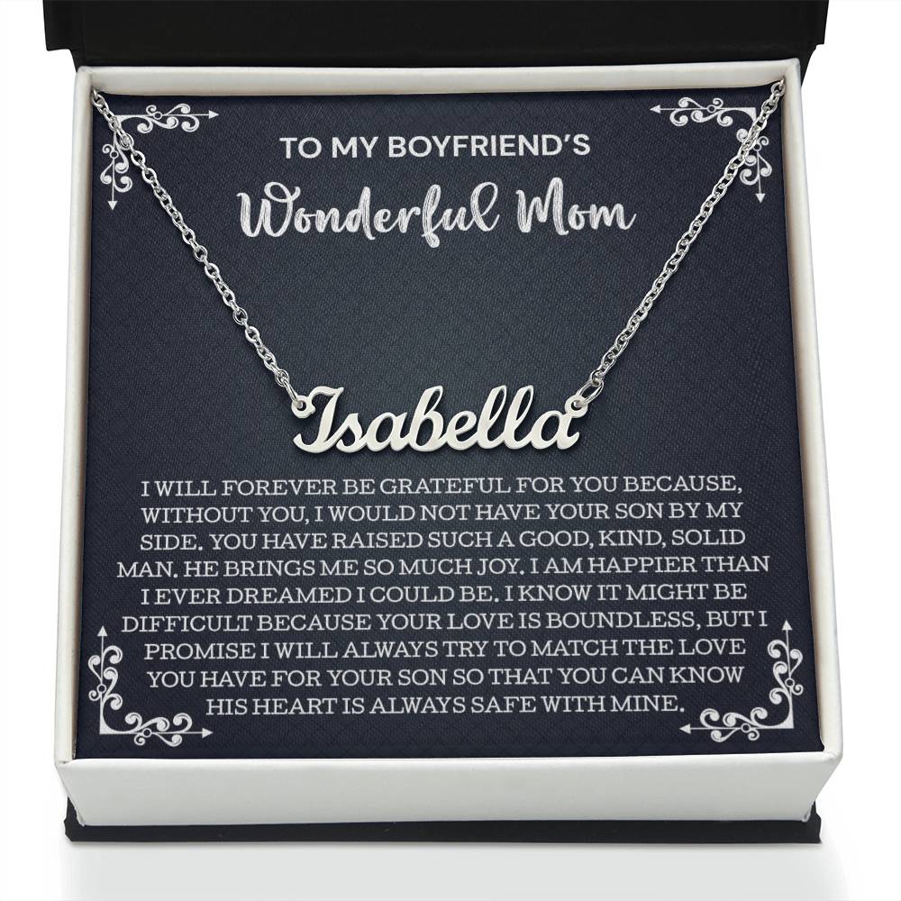 To My Boyfriend's Mom Gift, Personalized Name Necklace, Gifts for Boyfriends Mom Necklace, To My Boyfriends Mom Gifts On Birthday Christmas