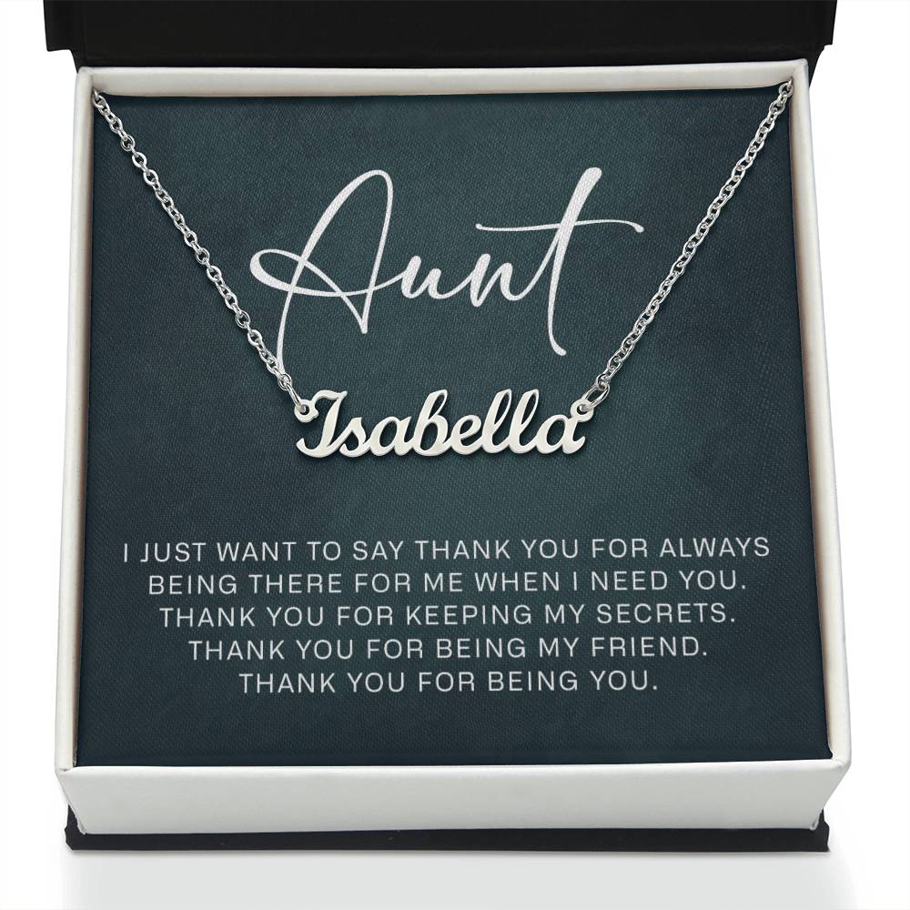 Jewelry Gifts for Aunt from Niece Nephew, Personalized Name Necklace on Sentimental Quote Card