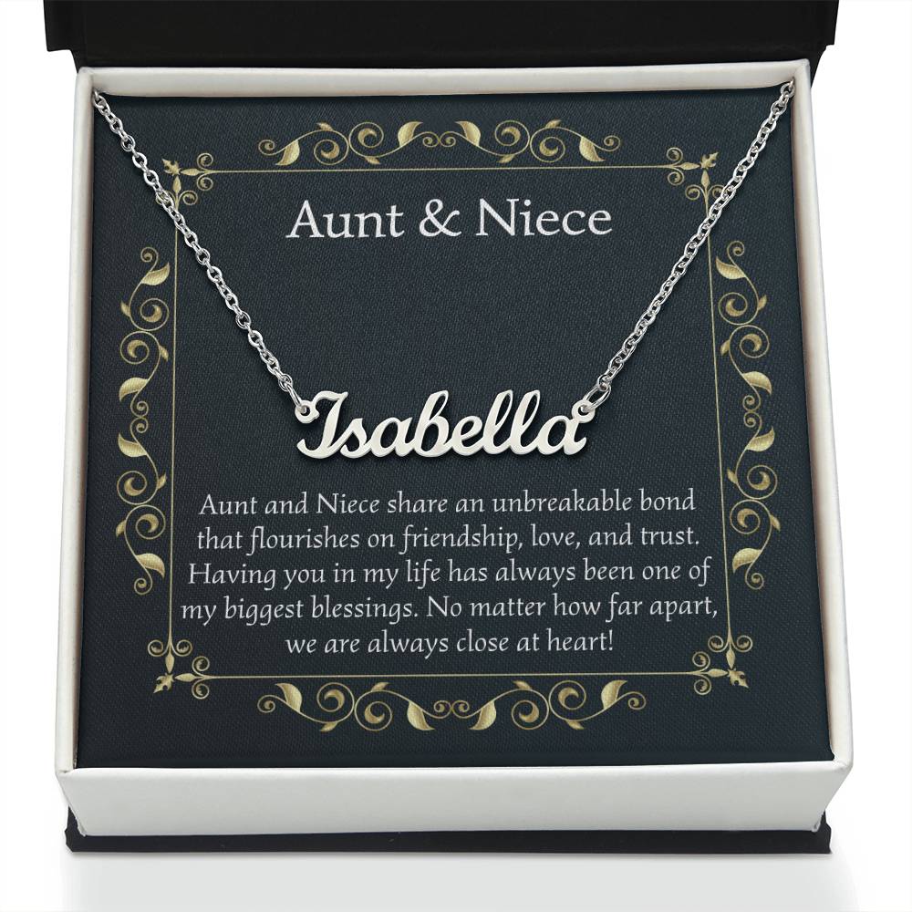 Christmas Gifts for Aunt and Niece Necklace Aunt Gifts from Niece Jewelry Gifts for Auntie Birthday Gifts, Name Necklace Card