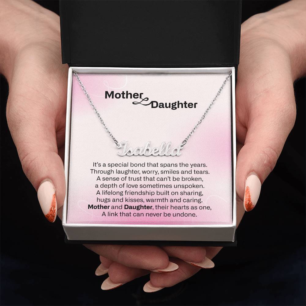 Gift for Mom Daughter Personalized Name Necklace with Heart Mother Daughter Necklace Birthday Mother's Day Gift for Mum Daughter with Love Card