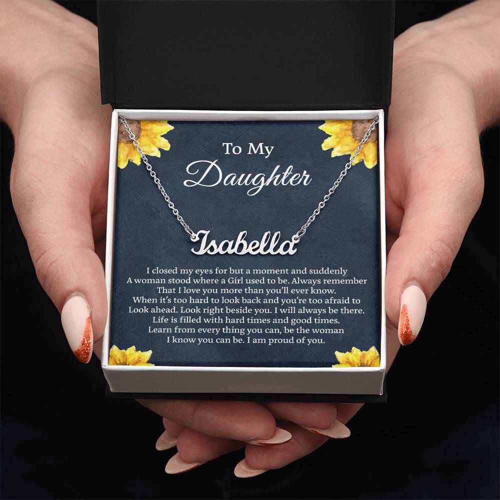 To My Daughter Flower Name Necklace, Personalized Gift for Daughter, Daughter Birthday Gift Message Card Jewelry, Handmade Necklace - Personalized Gift, with Box On Birthday Anniversary Christmas
