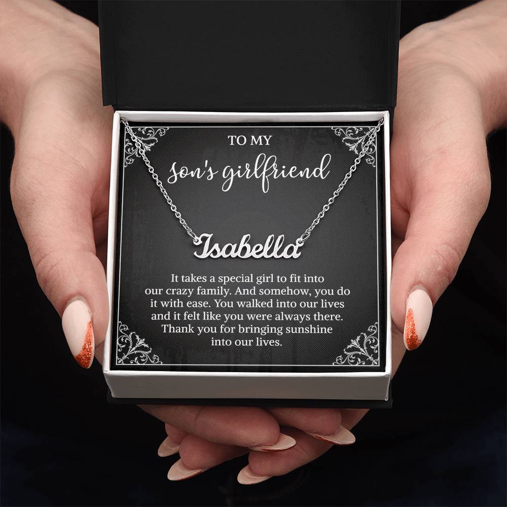 Sons Girlfriend Necklace from Mom, To my Son's Girlfriend Gifts, Sterling Silver Two Interlocking Infinity Double Heart Necklace, Valentine's Day Jewelry Birthday Gift