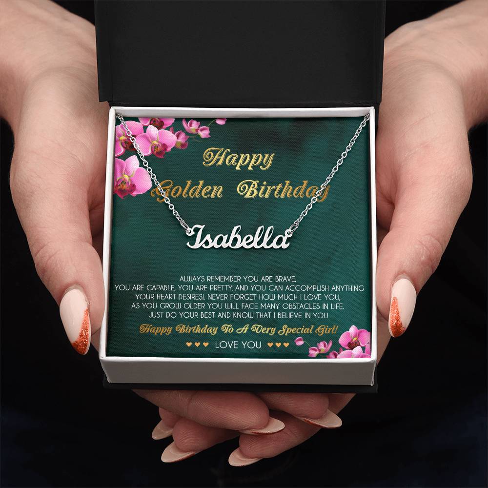 Personalized Name Necklace, Golden Birthday Gift Necklace, Happy Golden Birthday, Golden Birthday Jewelry, Gift for Golden Birthday, Golden Birthday Her