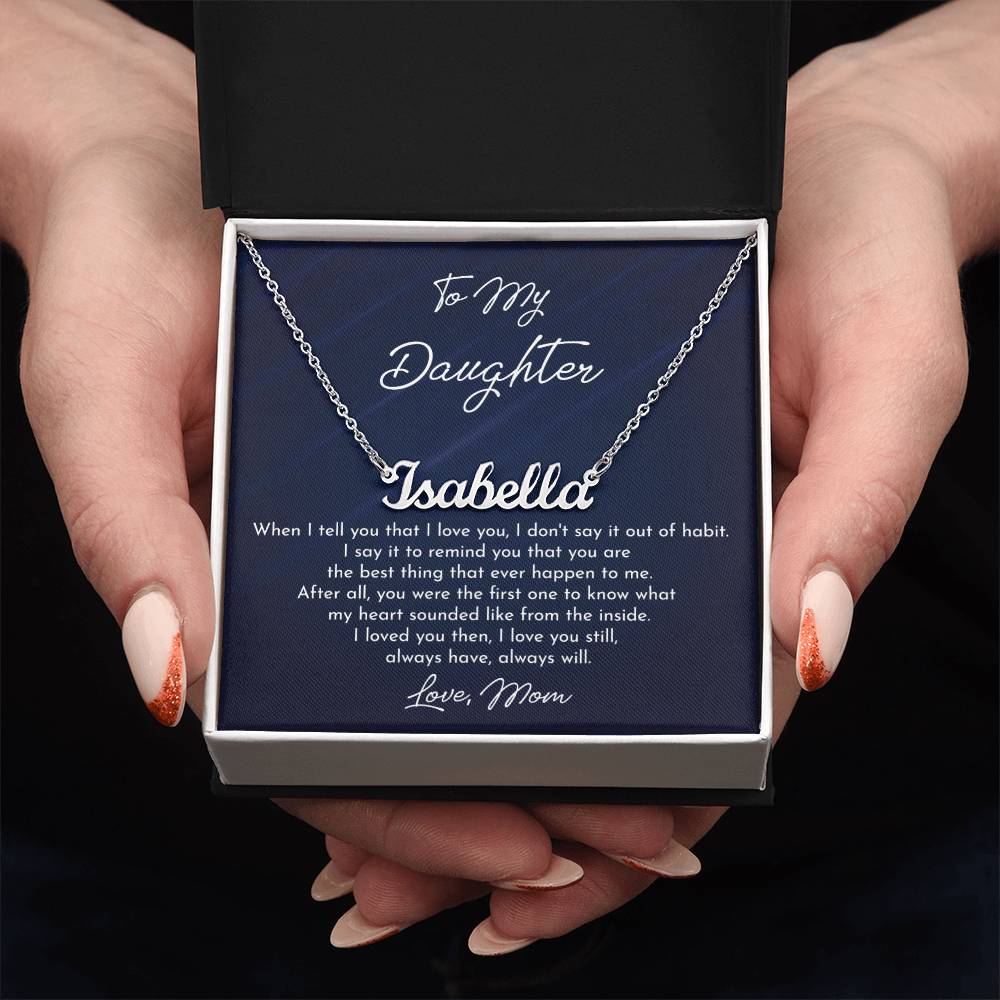 Daughters Birthday Gift with Message Card, Birthday Graduation Gifts for Daughter Personalized Name Necklace for Women