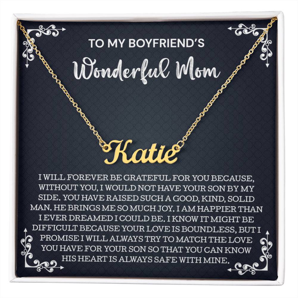 To My Boyfriend's Mom Gift, Personalized Name Necklace, Gifts for Boyfriends Mom Necklace, To My Boyfriends Mom Gifts On Birthday Christmas