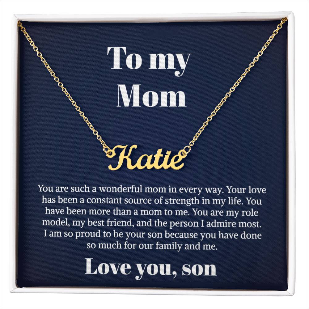To My Mom Necklace From Son Personalized Name Necklace For Mom, To My Boyfriend Mom, My Girlfriend Mom On Mother's Day, Birthday With Message Card Box